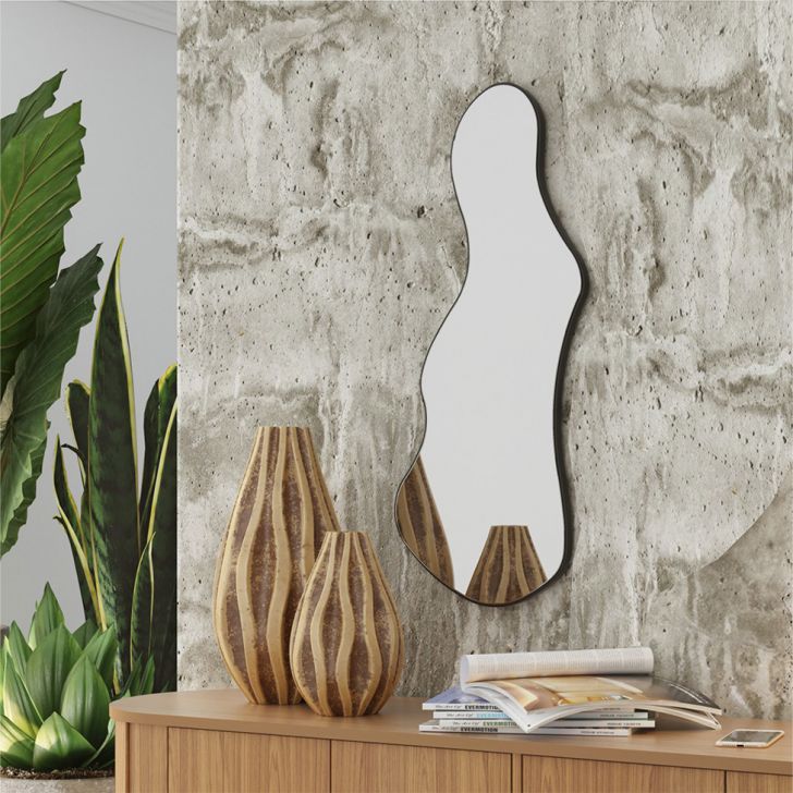 Espelho Orgânico Preto 38x89 cm