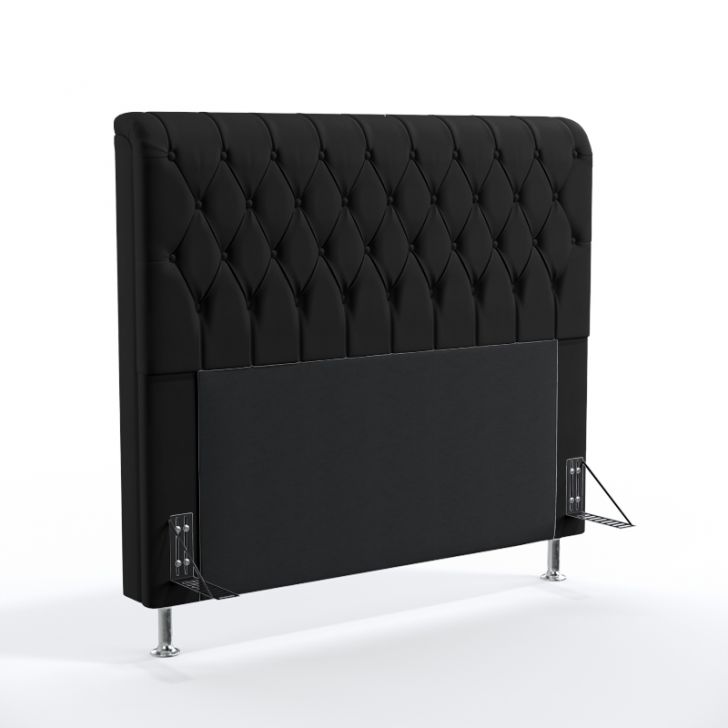 Cabeceira Bellatrix 195 Para Cama King Couro Artificial Preto Aradecor