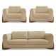 Kit 2 Poltronas e Sofá Living 2 Lugares 1,80m Lottus Linho Dourado Pés Castanho - Pallazio