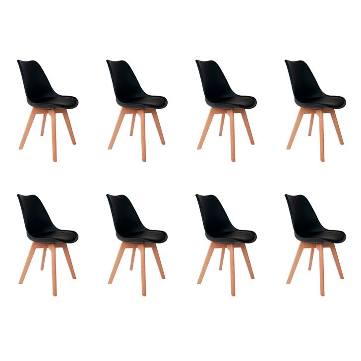 Conjunto com 8 Cadeiras Saarinen Wood Preto