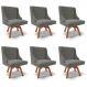Kit 6 Cadeiras Decorativas Sala de Jantar Base Giratória de Madeira Firenze Suede Grafite/Natural G19 - Gran Belo
