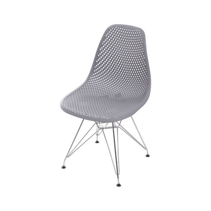 Cadeira Colmeia Cinza e Cromada