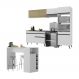 Armário de Cozinha Modulado com Bancada Americana Multimóveis MP2209 Branco/Preto