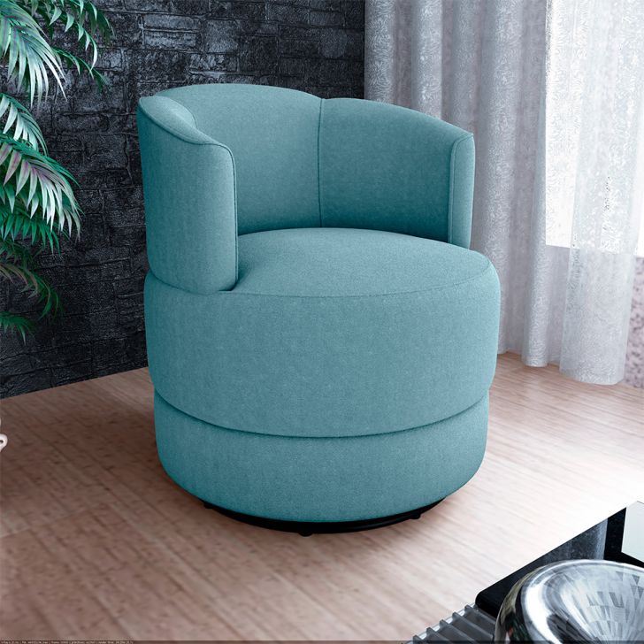 Poltrona Giratória Marselha Bouclé Azul