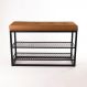 Sapateira Banco | Banqueta Sion Duo - Estofado Marrom (60cm) Cor:Preto
