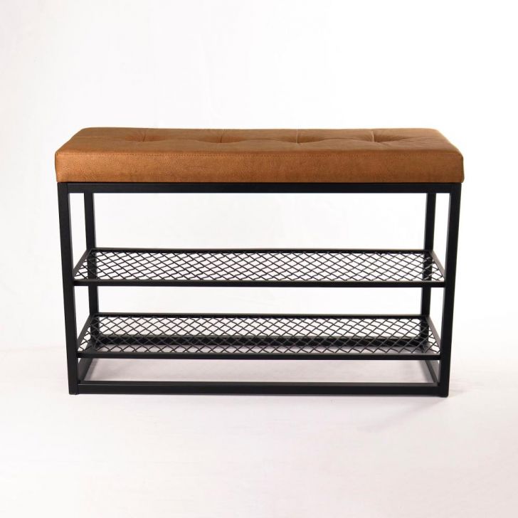 Sapateira Banco | Banqueta Sion Duo - Estofado Marrom (60cm) Cor:Preto
