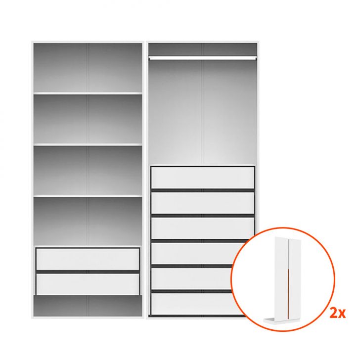 Guarda-roupa Modulado Com Cabideiro E Prateleiras New Tuyo 4 Portas Articuladas 8 Gavetas Branco 180 Cm