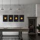 Quadro Cartas As de Naipes Gold 123x43 4-43x30 Filete Preto