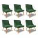 Kit 6 Cadeiras Decorativas Sala de Jantar Pés Palito de Madeira Firenze Veludo Verde/Natural G19 - Gran Belo
