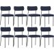 Kit 08 Cadeiras Estofadas Para Sala De Jantar Melina L02 Suede Azul Marinho - Lyam Decor