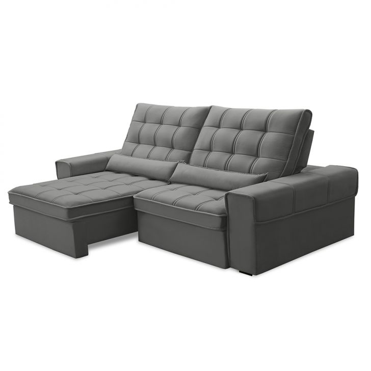Image of Sofá 4 Lugares Retrátil E Reclinável Alasca Veludo Prata PLA-FE691UP25DTUMOB