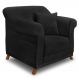 Poltrona Para Sala de Estar Vênus Suede Preto Pés Castanho - Pallazio