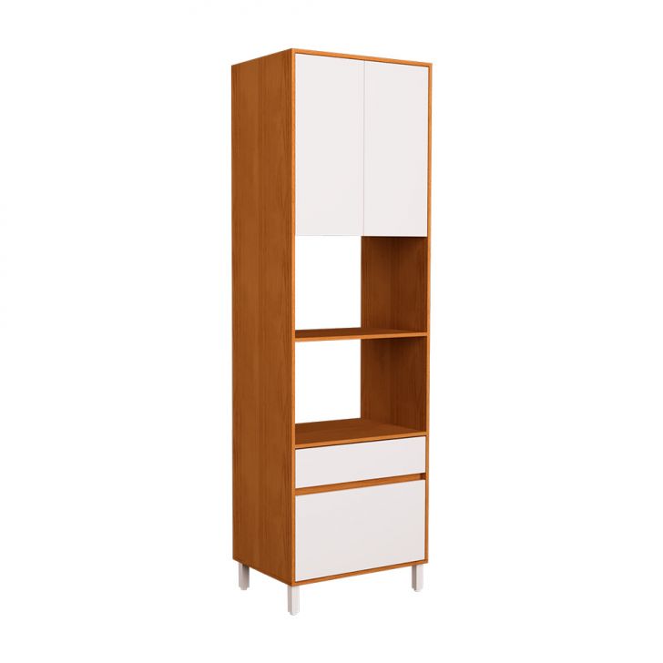 Paneleiro Denver 2 Portas 2 Gavetas Freijó e Branco