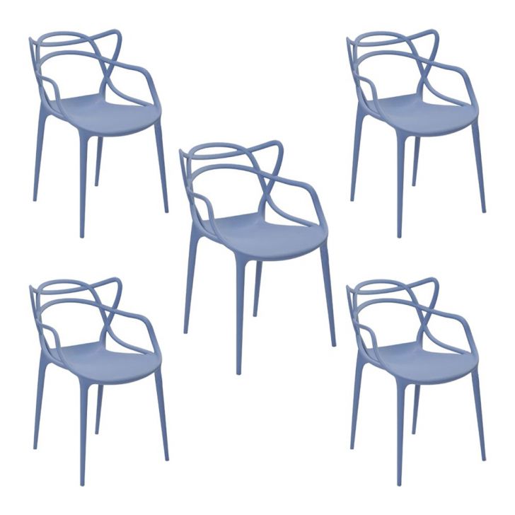 Kit 5 Cadeiras Decorativas Sala e Cozinha Feliti (PP) Azul Caribe G56 - Gran Belo