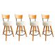 Kit 4 Banqueta Alta Cozinha Estofada Off-White Com Encosto Madeira Urban