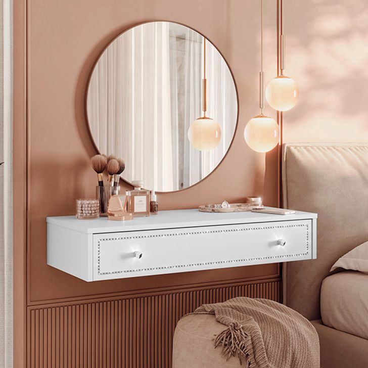 Penteadeira Suspensa Strass 1 Gaveta Branca 80 cm