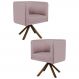 Kit 2 Poltronas Decorativas Base Giromad Madeira Betina B-305 Veludo Rosê - Domi