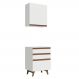 Kit Armário de Cozinha Aéreo e Balcão com 3 Gavetas 60 cm Branco Reims Madesa