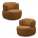 Kit 2 Poltronas Decorativas Mariele Sala de Estar Base Giratória em Aço Couro Caramelo G88 - Gran Belo