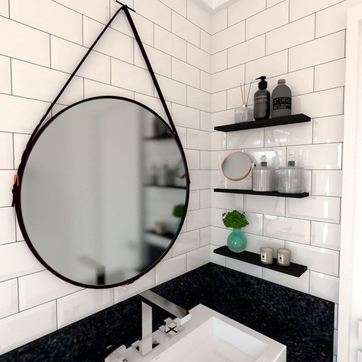 Conjunto com 3 Prateleiras Deven Preto 40 cm