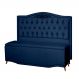 Kit Cabeceira e Calçadeira Baú Maitê Casal 140cm Veludo Azul Marinho - Montanaris Decor