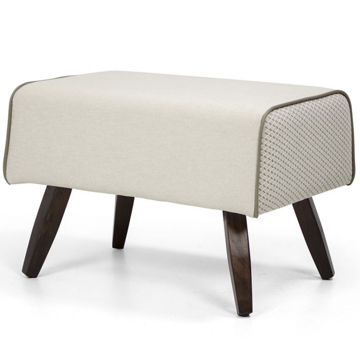 Puff Decorativo com Pés de Madeira Viseo D02 60 cm Linho Bege B-172 - Lyam Decor