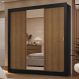 Guarda-Roupa Casal 3 Portas de Correr com Espelho 2 Gavetas Preto/Rustic Sublime Madesa