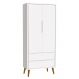 Guarda-Roupa Retrô 2 Portas Théo New Branco Fosco com Madeira - Reller