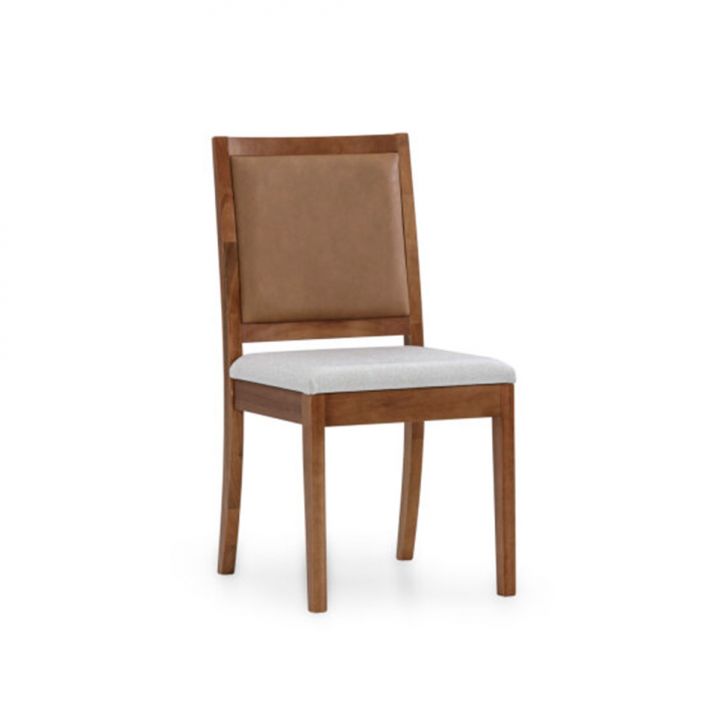 Cadeira Burke Revestimento Linho Cru e Caramelo