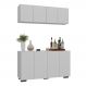 Kit Bar Armário Aéreo e Aparador 4 Portas Multimóveis MP1087 Branco/Preto