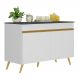 Balcão Cozinha Gabinete Pia 120cm 2 Portas Veneza Multimóveis V3738 Branco/Dourado