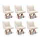 Kit 6 Cadeiras Decorativas Sala de Jantar Base Giratória de Madeira Firenze PU Bege/Natural G19 - Gran Belo