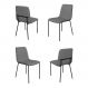 Conjunto 4 Cadeiras Malu Couro Cinza Metal Preto