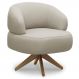 Poltrona Decorativa Giratória Orgânica Para Sala Living Zadok L06 Couro Cinza Claro - Lyam Decor