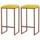 Kit 2 Banqueta Decorativa Billie Base Bronze Suede Amarelo G41 - Gran Belo