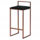 Banqueta Decorativa Jasmine Base Bronze Veludo Preto G41 - Gran Belo
