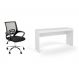 Conjunto de Mesa Marselha Branca com Cadeira de Escritório Secretária Giratória Javix Preta