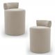 Kit 02 Puffs Decorativos Orgânicos Living Aegon Minimalista Veludo Bege - Desk Design