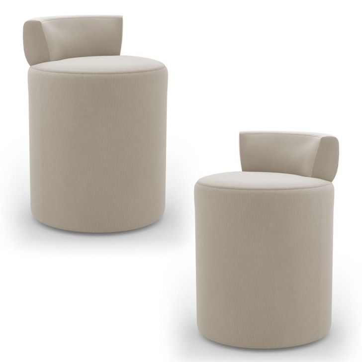 Kit 02 Puffs Decorativos Orgânicos Living Aegon Minimalista Veludo Bege - Desk Design
