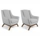 Kit 02 Poltronas Decorativa Fixa Base de Madeira Juliet D02 Linho Cru D-316- Lyam Decor