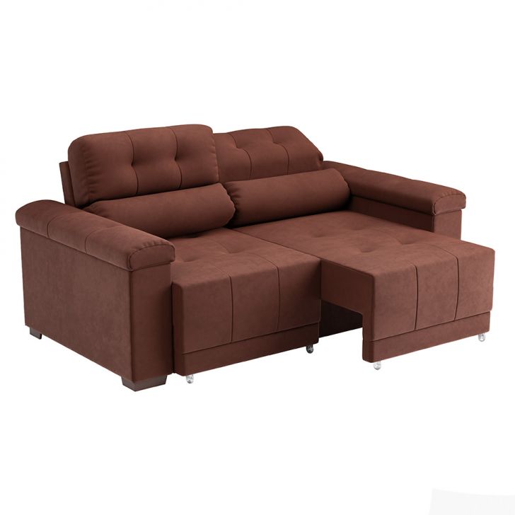 Sofá 3 Lugares Retrátil E Reclinável Smart Suede Marrom