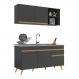 Armário de Cozinha Compacta 150cm Veneza Multimóveis V2142 Preto/Dourado