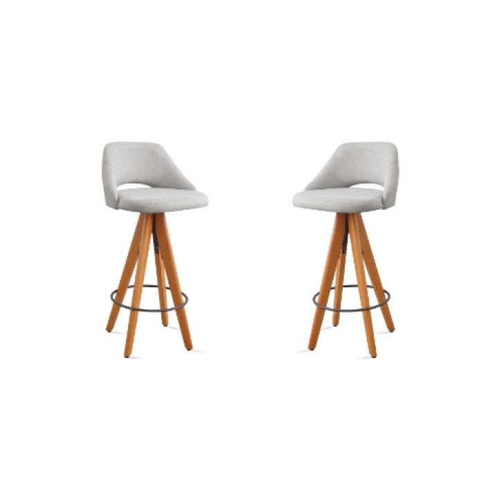 Kit 2 Banquetas Nicole Giratórias - Linho Cinza