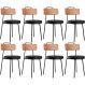 Kit 08 Cadeiras Decorativas Estofada Para Sala Jantar Barcelona L02 Couríssimo Camel Preto - Lyam