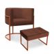 Kit Poltrona e Puff Luana Base Bronze Veludo Marrom - Montanaris Decor