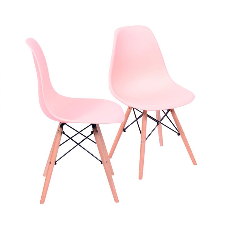 Conjunto com 2 Cadeiras DKR Eames Salmão e Madeira