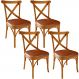 Kit 04 Cadeiras Para Sala de Jantar e Estar Living Estofada Ávila L02 Couríssimo Camel - Lyam