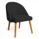 Cadeira Poltrona de Jantar Luna Suede Preto Pés Palito Castanho - Pallazio