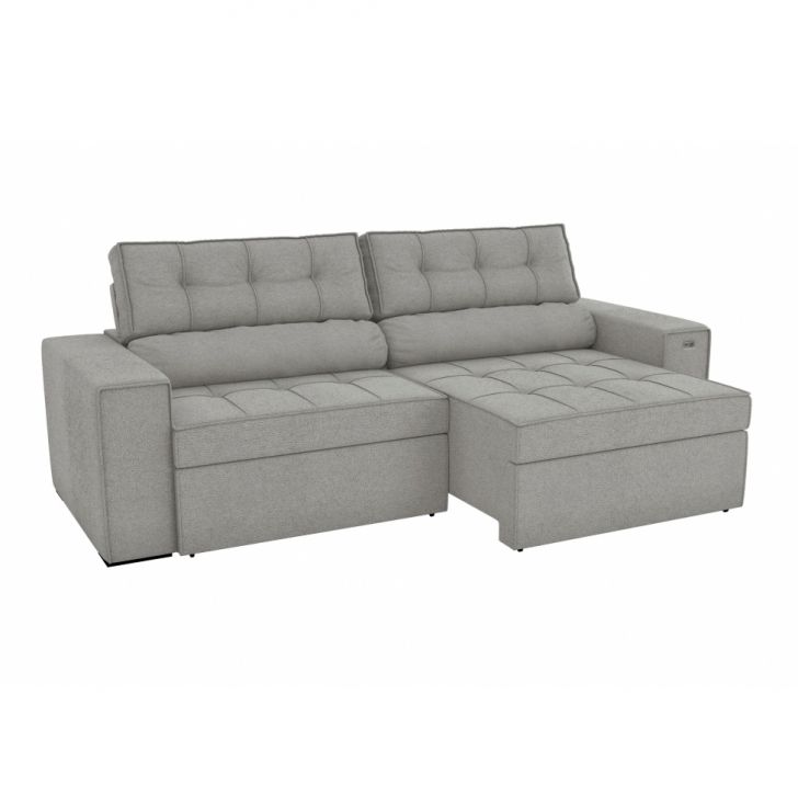 Image of Sofá 4 Lugares Retrátil E Reclinável Lanus Bouclé Cinza 250 Cm PLA-KA161UP25KGKMOB