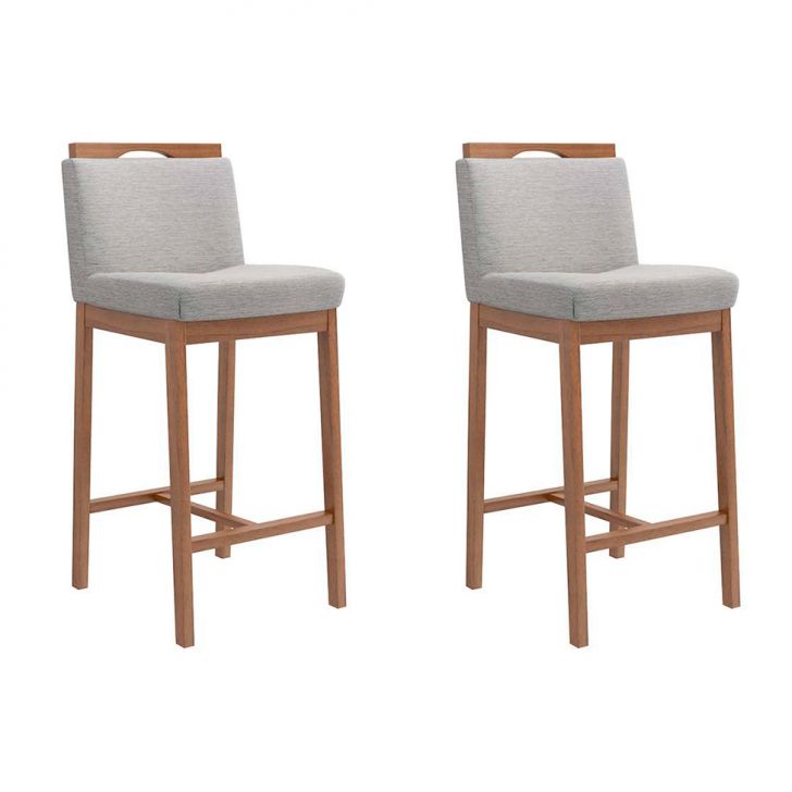 Conjunto com 2 Banquetas Dani Cinza e Nogueira